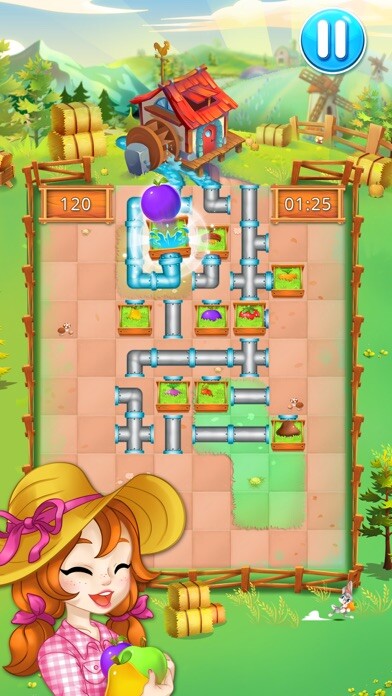 Emulate iPhone app Happy farm : make water pipes using MyAndroid
