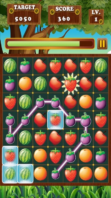 Emulate iPhone app Happy Fruit Link Splash Sugar Saga using MyAndroid