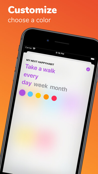 Emulate iPhone app Happy Habits - Habit Tracker using MyAndroid