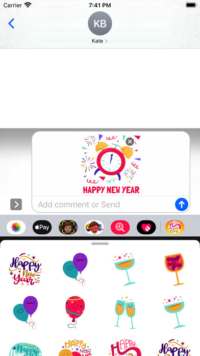 Emulate iPhone app HappyNewYear all for iMessage using MyAndroid