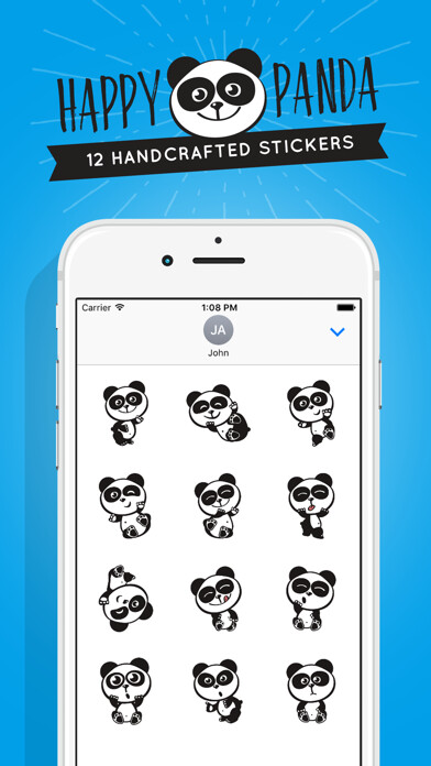 Emulate iPhone app Happy Panda Stickers using MyAndroid