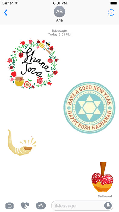 Emulate iPhone app Happy Rosh Hashanah Stickers using MyAndroid