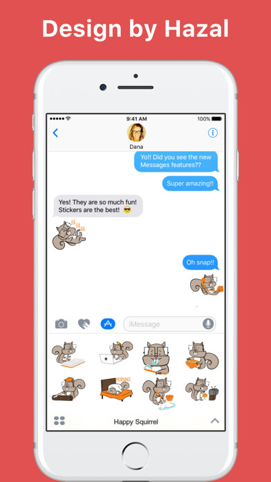 Emulate iPhone app Happy Squirrel stickers by Hazal using MyAndroid