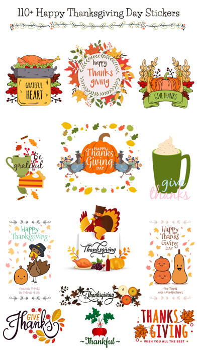 Emulate iPhone app Happy Thanksgiving Day Sticker using MyAndroid