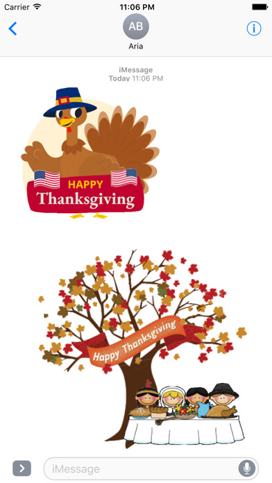 Emulate iPhone app Happy Thanksgiving Sticker Gif using MyAndroid