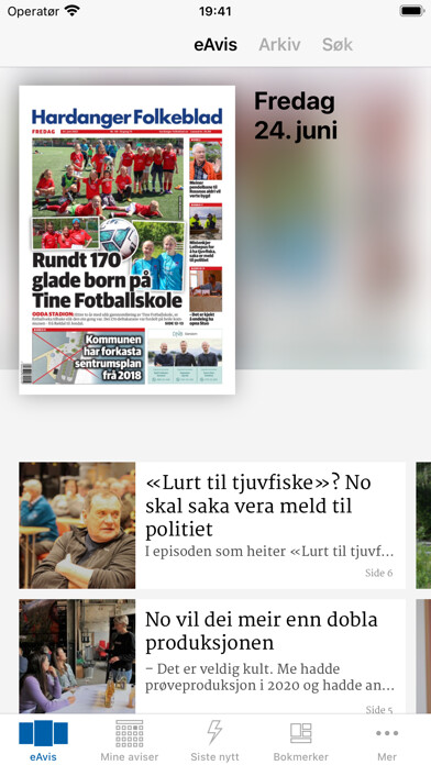 Emulate iPhone app Hardanger Folkeblad eAvis using MyAndroid