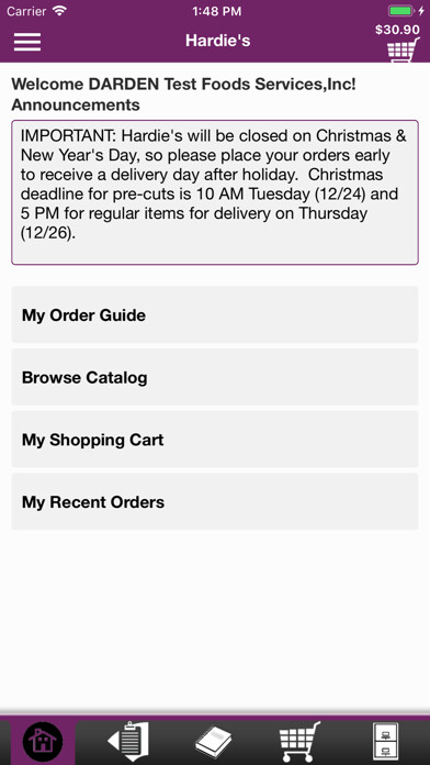 Emulate iPhone app Hardies Fresh Foods using MyAndroid