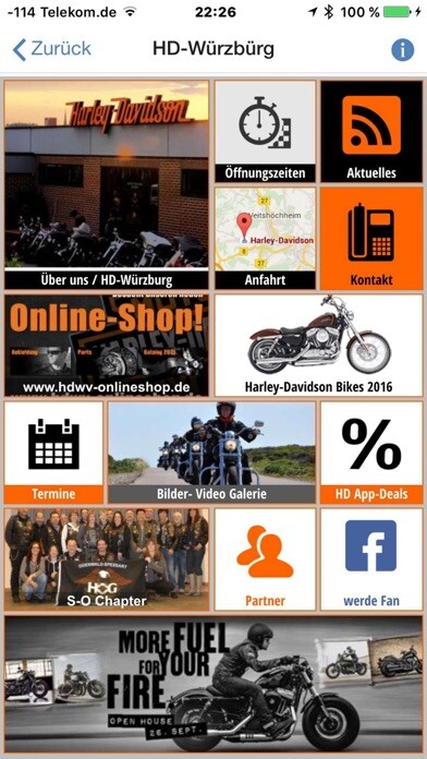 Emulate iPhone app Harley-Davidson Würzburg using MyAndroid Emulate iPhone app Harley-Davidson Würzburg using MyAndroid