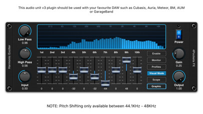 Emulate iPhone app Harmonic Exciter AUv3 Plugin using MyAndroid