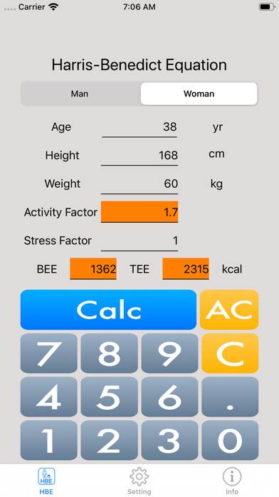 Emulate iPhone app Harris Benedict Equation using MyAndroid Emulate iPhone app Harris Benedict Equation using MyAndroid