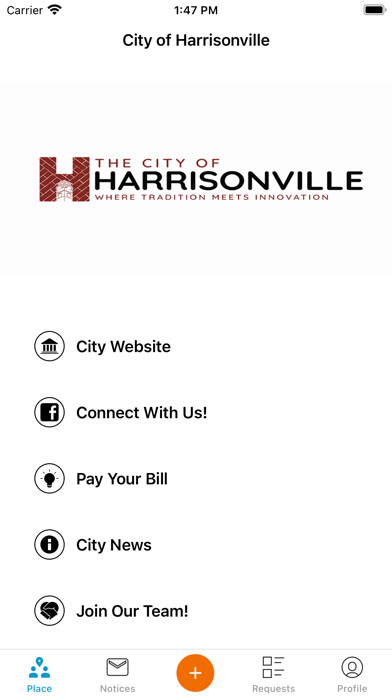 Emulate iPhone app Harrisonville Fix It! using MyAndroid