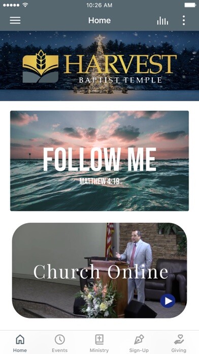 Emulate iPhone app Harvest Baptist Temple using MyAndroid