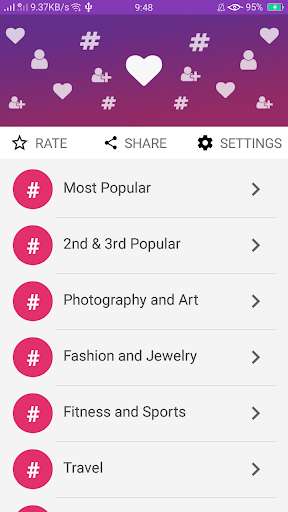 Run android online APK Hashtags Pro - Captions 4 You from MyAndroid or emulate Hashtags Pro - Captions 4 You using MyAndroid