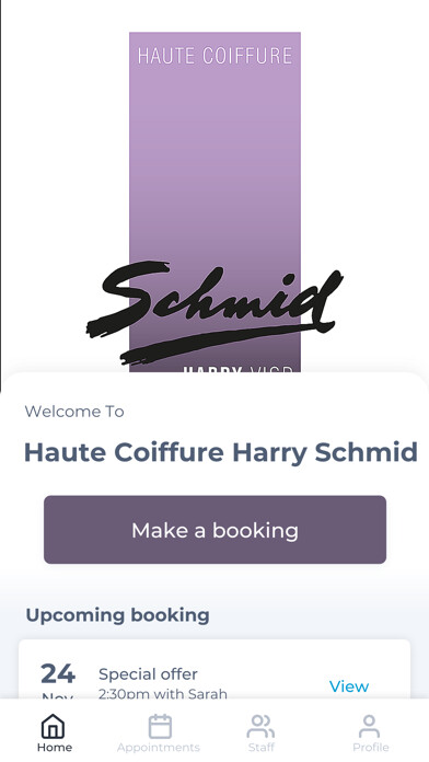 Emulate iPhone app Haute Coiffure Harry Schmid using MyAndroid