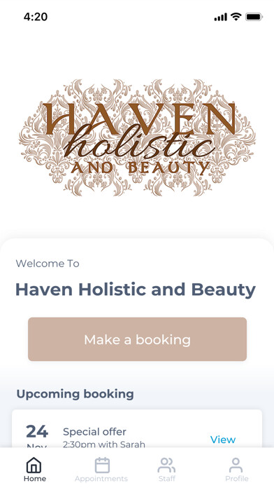Emulate iPhone app Haven Holistic and Beauty using MyAndroid Emulate iPhone app Haven Holistic and Beauty using MyAndroid