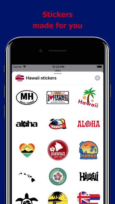 Emulate iPhone app Hawaii emojis - USA stickers using MyAndroid Emulate iPhone app Hawaii emojis - USA stickers using MyAndroid