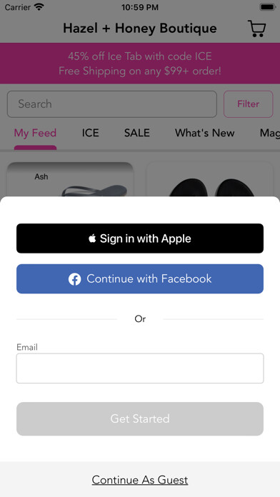Emulate iPhone app Hazel + Honey Boutique using MyAndroid