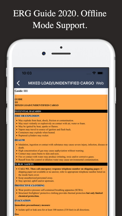 Emulate iPhone app HazMat - ERG 2020 Guidebook using MyAndroid