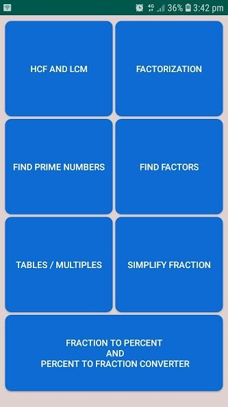 Run android online APK HCF and LCM calculator + Prime factorization calc from MyAndroid or emulate HCF and LCM calculator + Prime factorization calc using MyAndroid