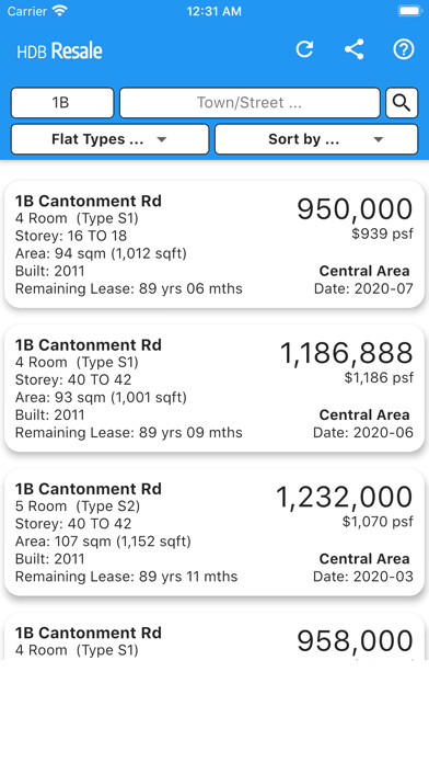 Emulate iPhone app HDB Resale @ SG using MyAndroid