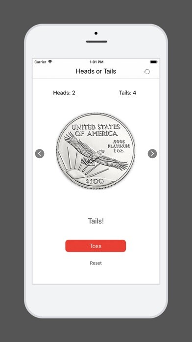 Emulate iPhone app Heads or Tails - Coin Tossing using MyAndroid