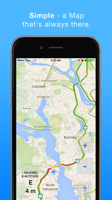 Emulate iPhone app HeadsUp Drive: Traffic App using MyAndroid