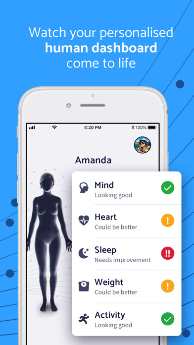Emulate iPhone app HeadUp - Health & Fitness using MyAndroid