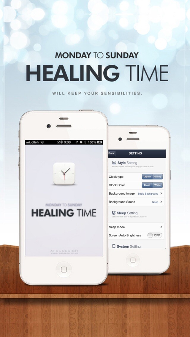 Emulate iPhone app Healing Time - Emotion Clock using MyAndroid