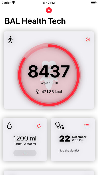 Emulate iPhone app Health Tech : Measure & Remind using MyAndroid