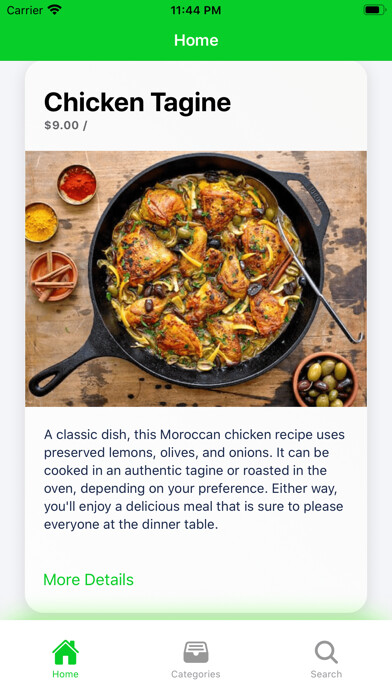Emulate iPhone app Healthy Tagine using MyAndroid