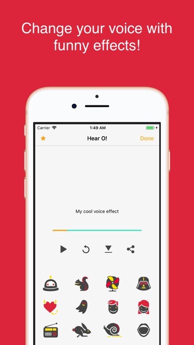 Emulate iPhone app Hear-O! Funny Voice Changer using MyAndroid