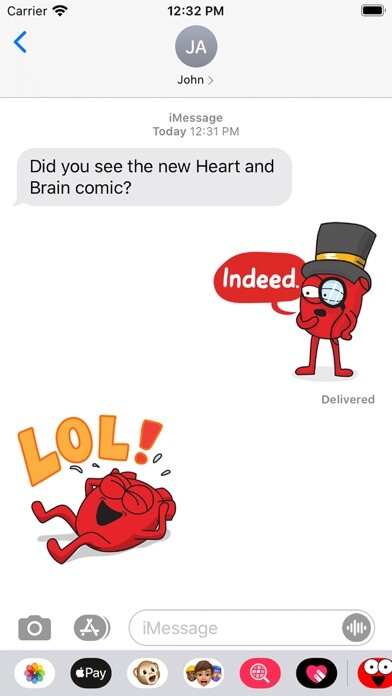 Emulate iPhone app Heart and Brain Sticker Pack using MyAndroid