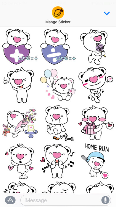 Emulate iPhone app Heartbear, the Messenger of Love - Mango Sticker using MyAndroid