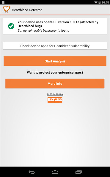 Run android online APK Heartbleed Detector from MyAndroid or emulate Heartbleed Detector using MyAndroid