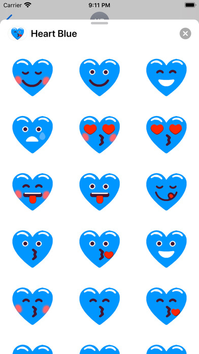 Emulate iPhone app Heart Blue Love Emoji Stickers using MyAndroid Emulate iPhone app Heart Blue Love Emoji Stickers using MyAndroid