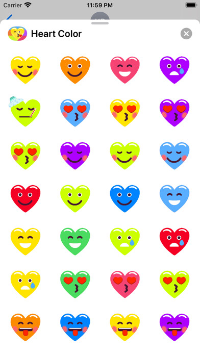 Emulate iPhone app Heart Face Multicolor Stickers using MyAndroid Emulate iPhone app Heart Face Multicolor Stickers using MyAndroid