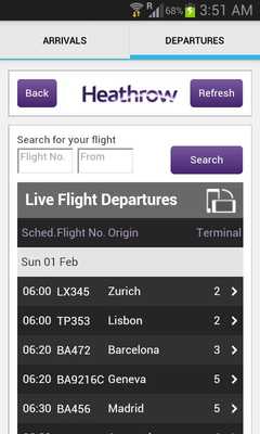 Emulate Android APK Heathrow Flight Status (LHR)