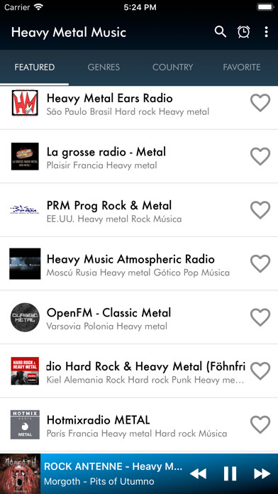 Emulate iPhone app Heavy Metal Music Radio using MyAndroid
