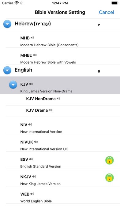 Emulate iPhone app Hebrew English Audio Bible using MyAndroid