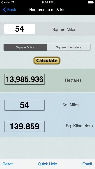 Emulate iPhone app Hectares, Area Calc/Converter using MyAndroid Emulate iPhone app Hectares, Area Calc/Converter using MyAndroid