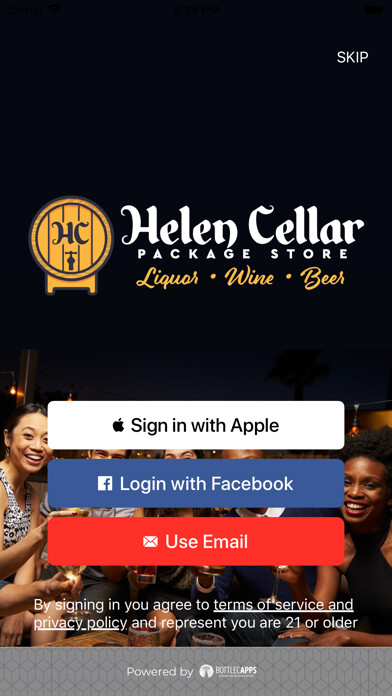 Emulate iPhone app Helen Cellar Package Store using MyAndroid