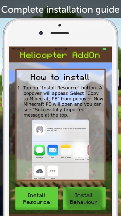 Emulate iPhone app Helicopter AddOn for MCPE using MyAndroid Emulate iPhone app Helicopter AddOn for MCPE using MyAndroid
