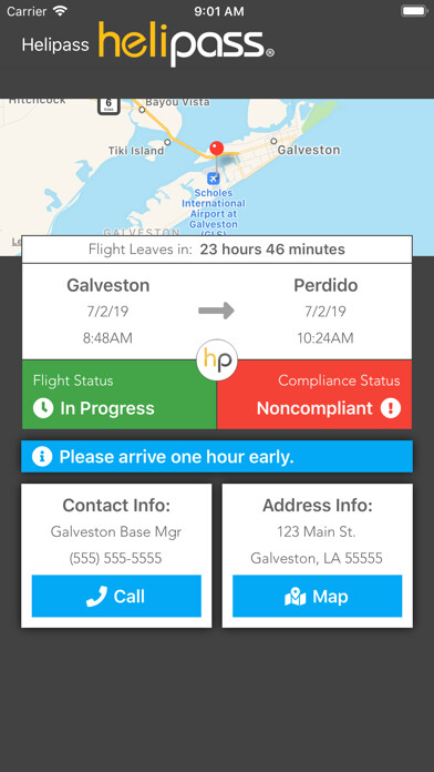Emulate iPhone app Helipass Passenger Mobile using MyAndroid