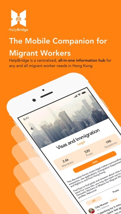 Emulate iPhone app HelpBridge: 24/7 Migrant Info using MyAndroid