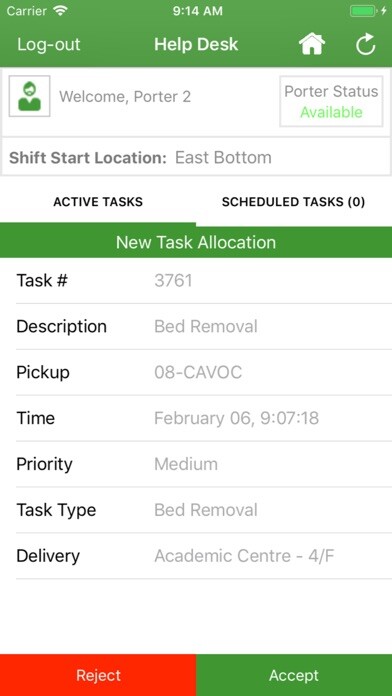Emulate iPhone app HelpDesk - Porter Tracking using MyAndroid