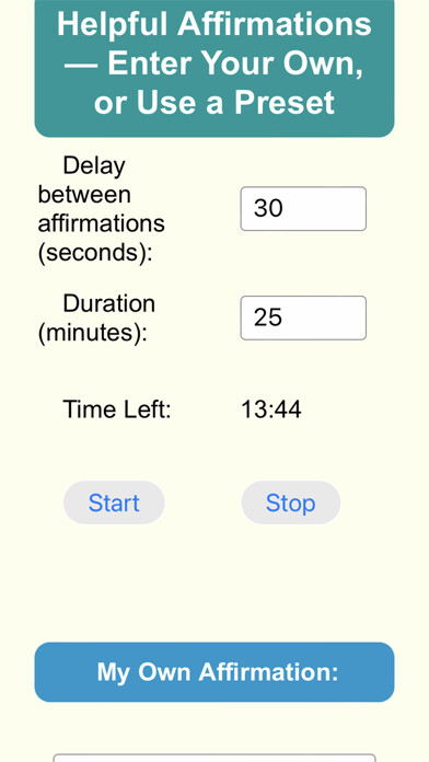 Emulate iPhone app Helpful Affirmations using MyAndroid