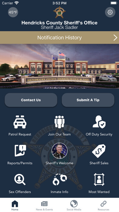 Emulate iPhone app Hendricks County Sheriff using MyAndroid