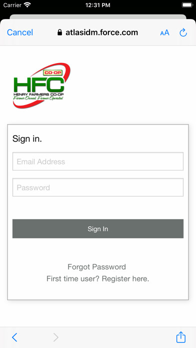 Emulate iPhone app HenryFarmersCo-op using MyAndroid
