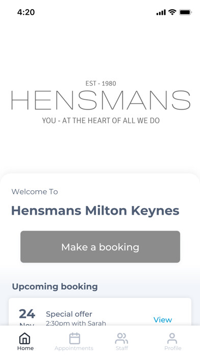 Emulate iPhone app Hensmans Milton Keynes using MyAndroid