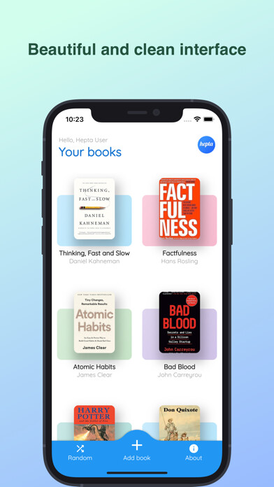 Emulate iPhone app Hepta - Books & Highlights using MyAndroid